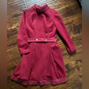 Vintage Teena Paige red holiday dress with white dots.